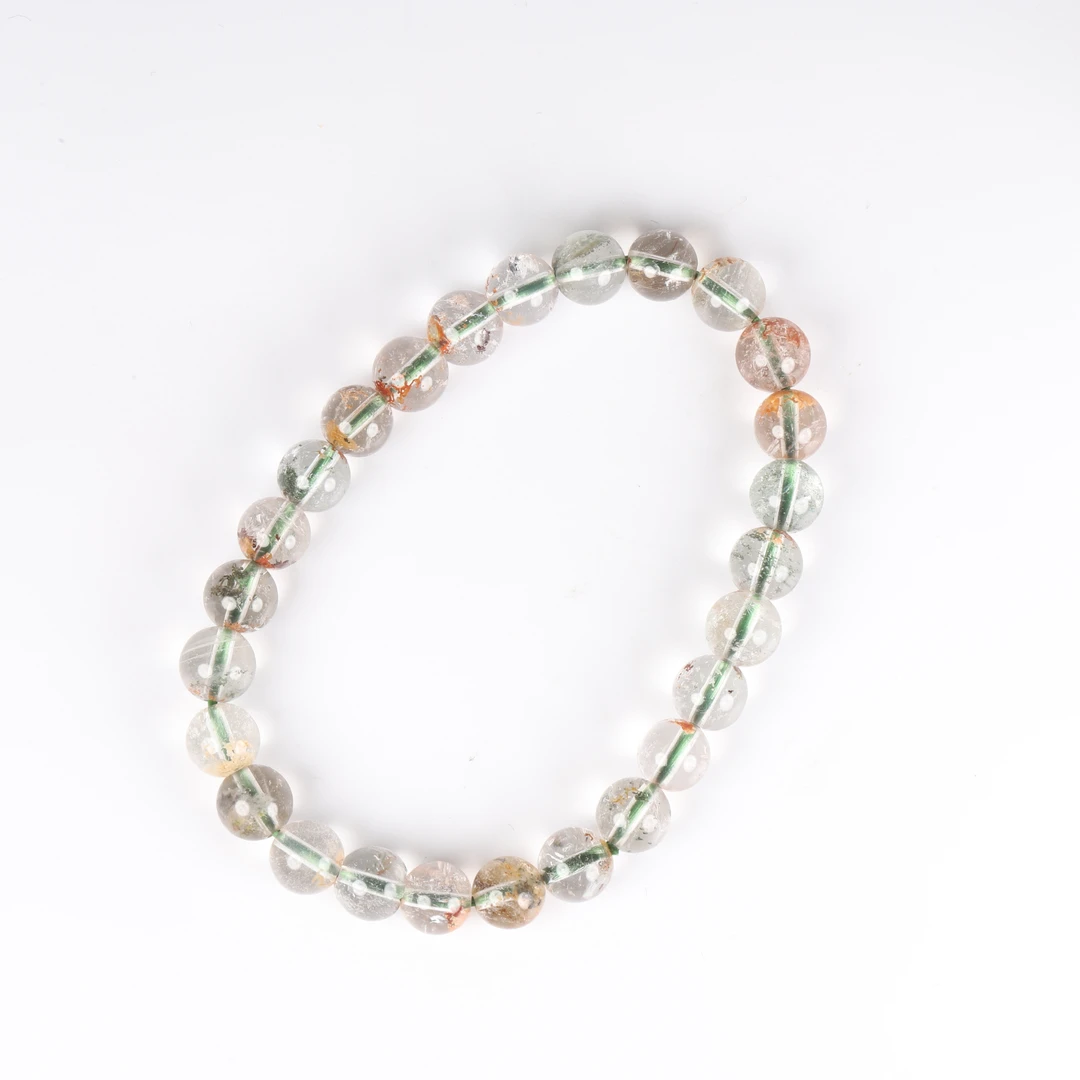 【小娟珠宝】f045 绿幽灵7mm天然水晶圆珠手串 2982