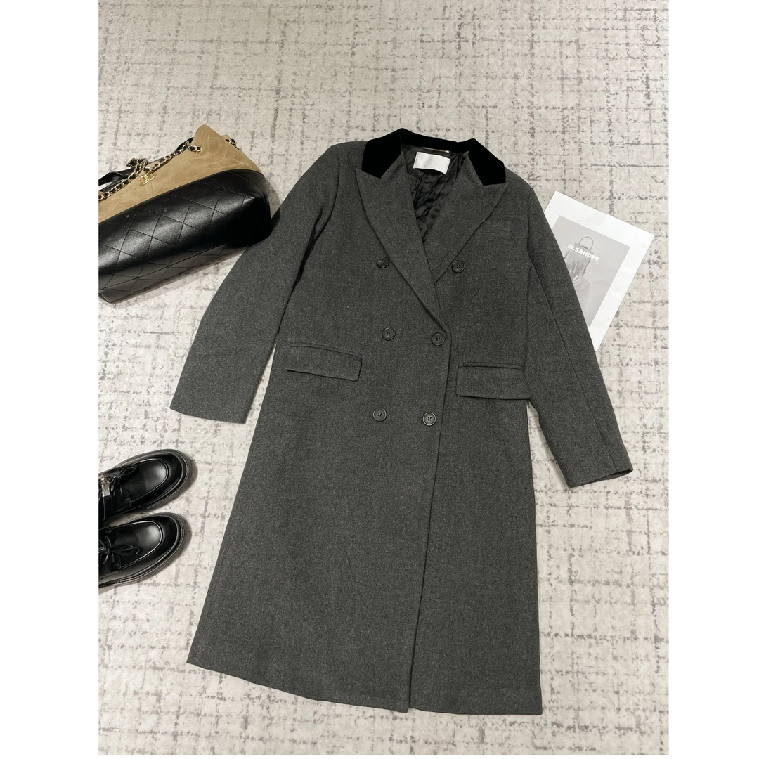 《An ni》【杨树林】秋冬新品长袖翻领中长款羊毛西装大衣Ani-C932
