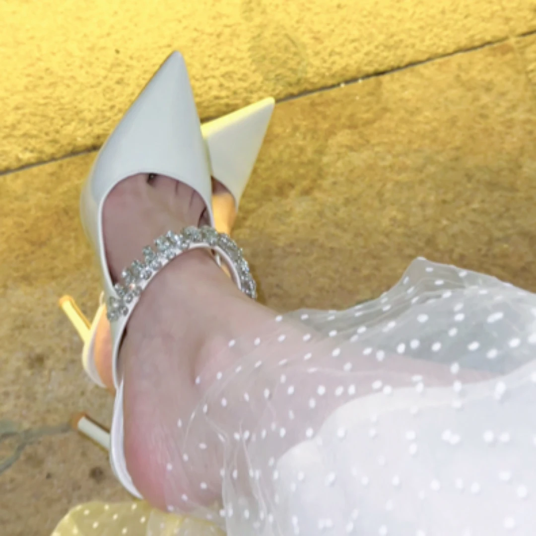 【张小姐高定】白月光 羊皮版 省钱正确版本 尖头水钻高跟6/8公分