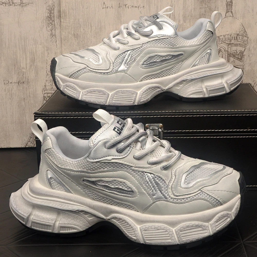 男鞋百搭透气潮流老爹鞋秋季运动休闲潮男舒适减震网面内增高男鞋