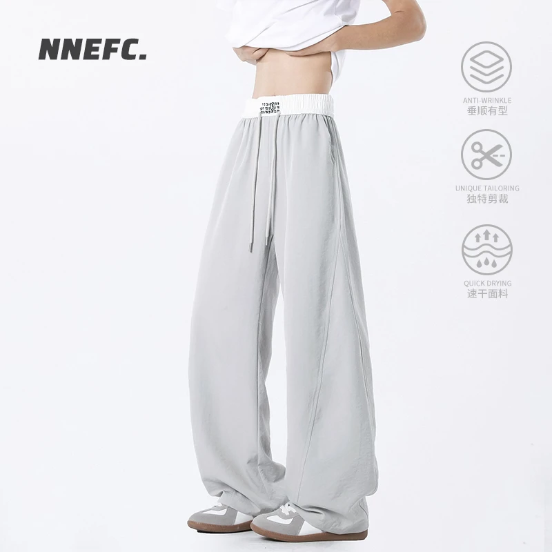 NNEFC美式速干弯刀裤男女夏季新款宽松直筒阔腿冰丝休闲裤