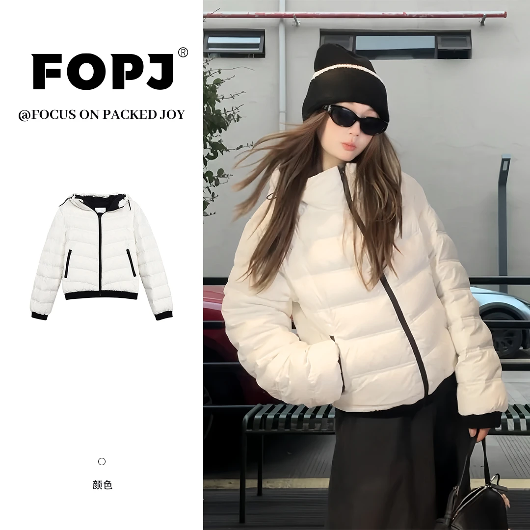 FOPJ韩版休闲排骨棉服女加厚保暖冬季小个子外套连帽设计感棉衣女
