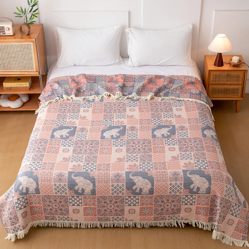 【幸福印象】2.0*2.3M高端柔软舒适亲肤透气铺盖机洗四季流苏汉麻毯