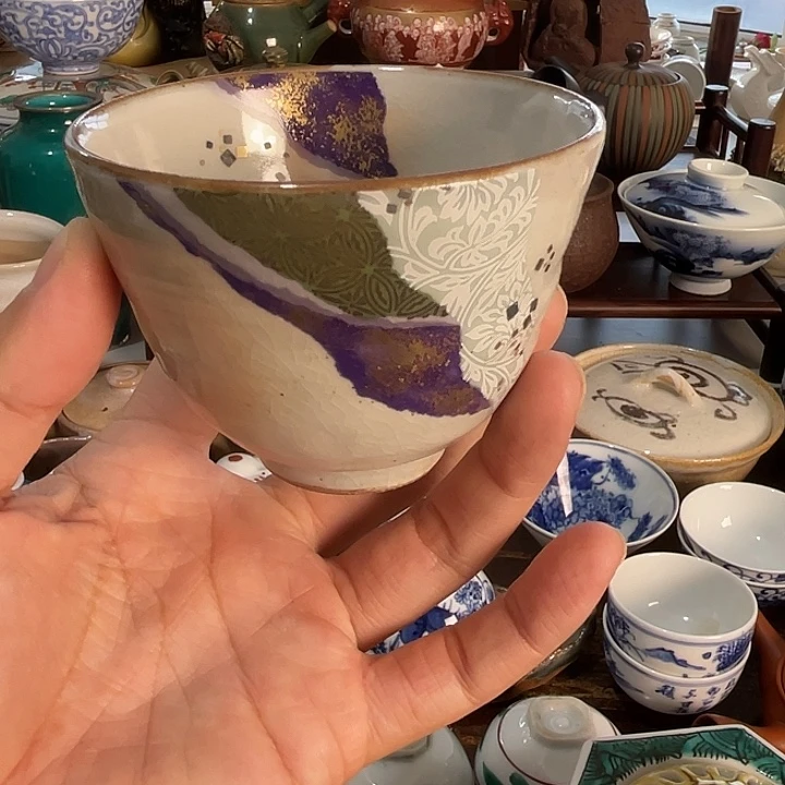 瓷片萩烧彩绘的杯子好看的