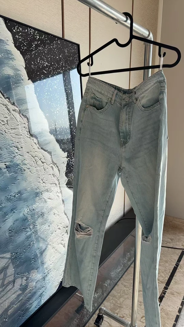 福利破洞牛仔长裤X0010KZ