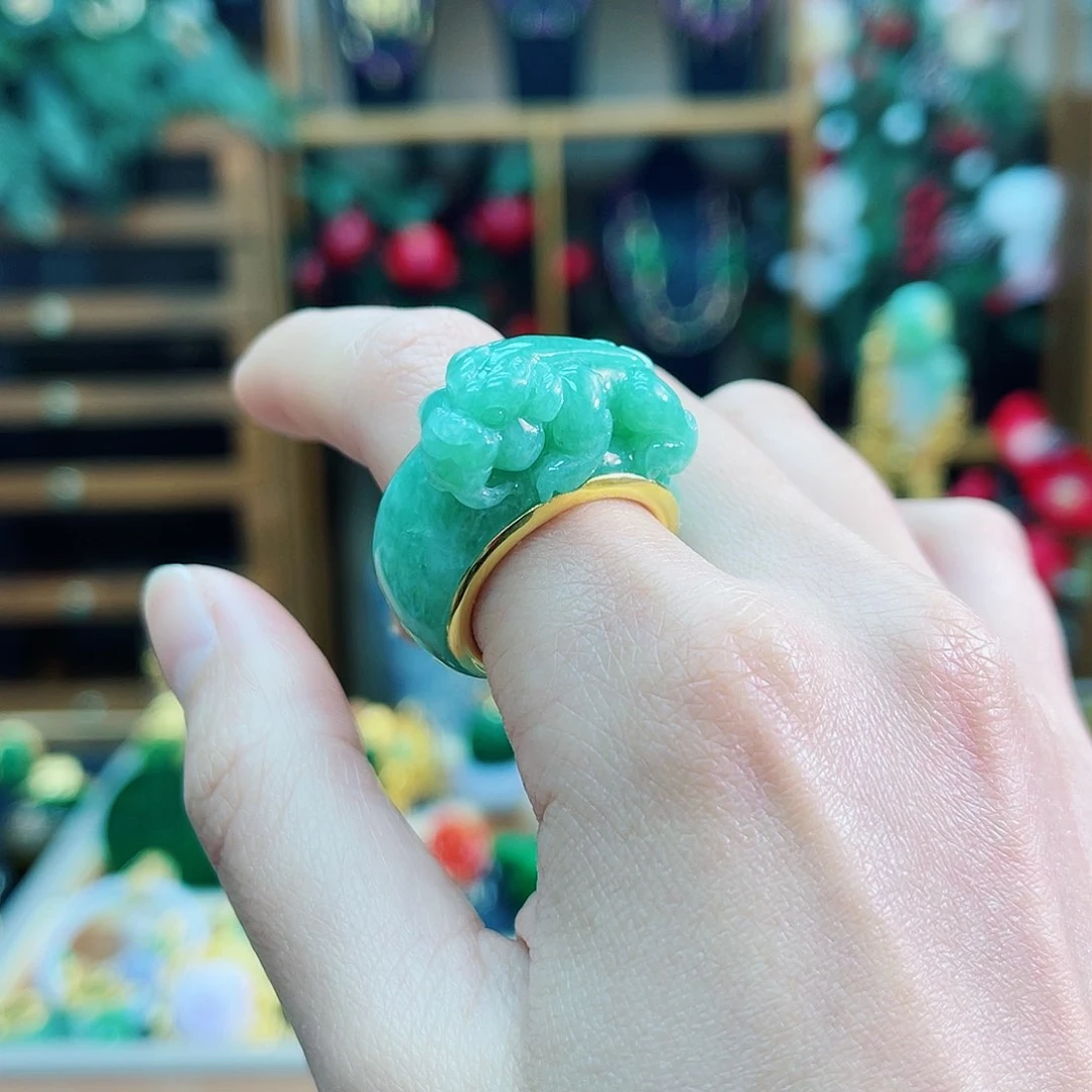 银S925镶嵌戒指翡翠48小时鉴赏期1