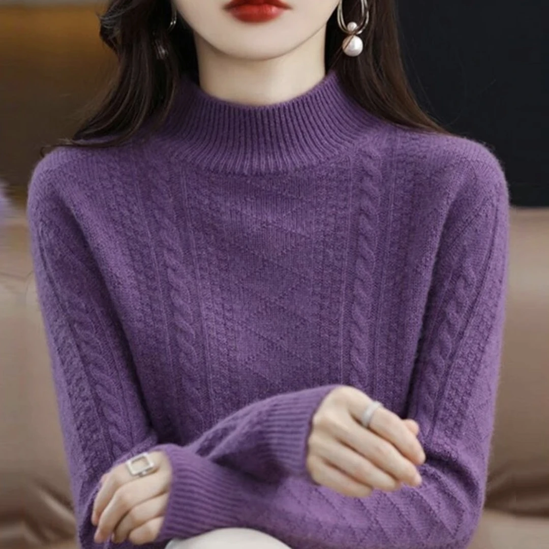 加厚打底衫半高领毛衫女秋冬新款套头毛衣百搭宽松