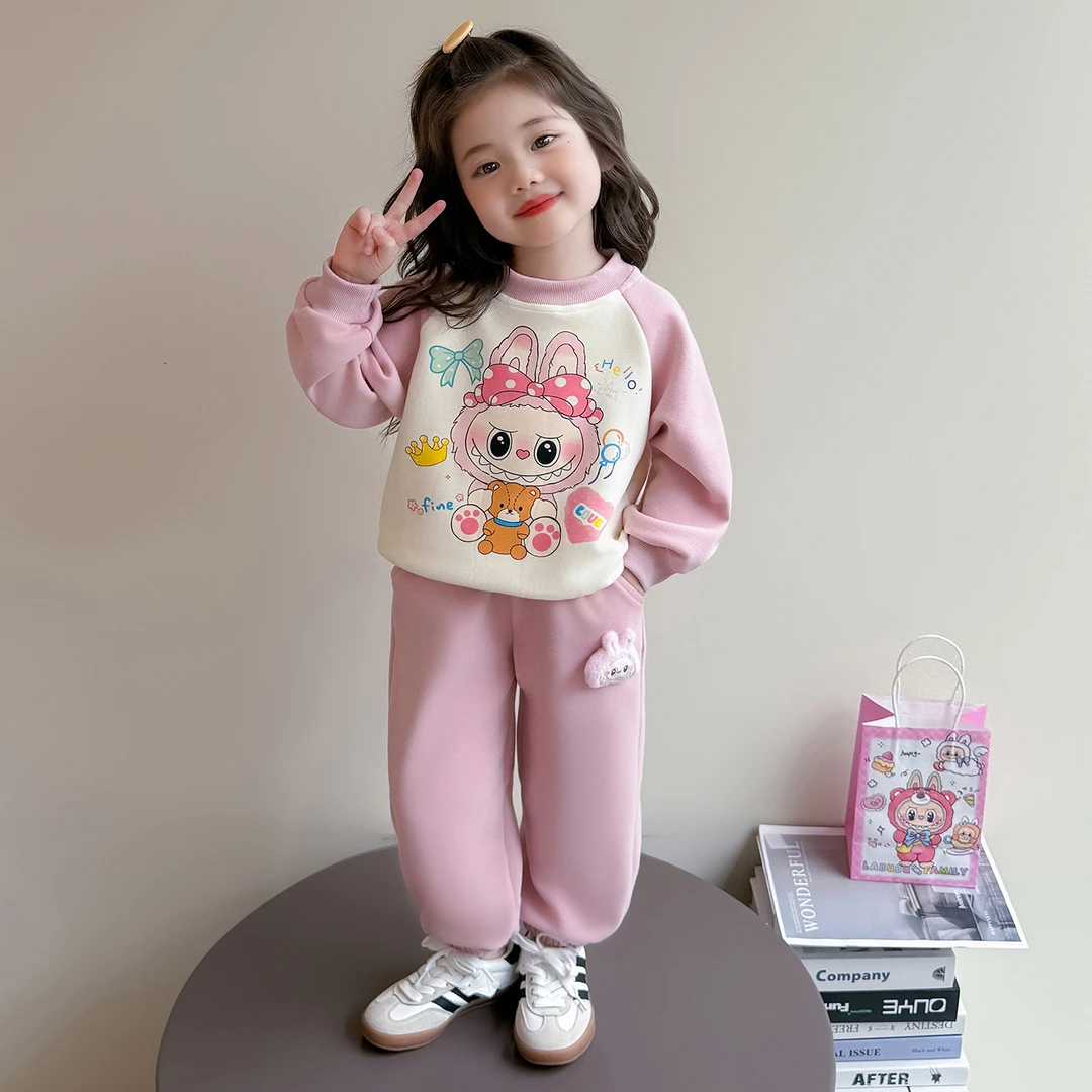 女童拉布布套装洋气儿童卡通卫衣卫裤两件套小女孩宝宝秋装2025新