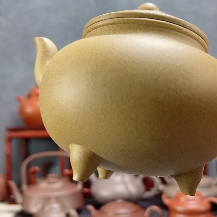 紫砂茶壶明*梨皮绿泥