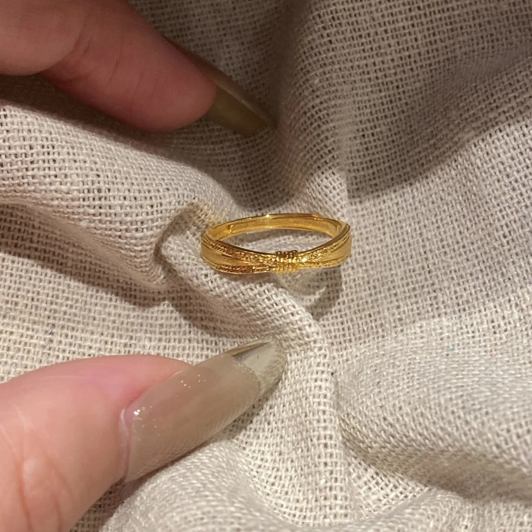 铜合金戒指 铜合金戒指D4037点点星辰蝴蝶结戒指首饰轻奢小众拉丝