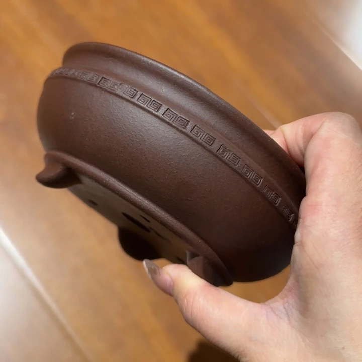 紫砂花盆口径13.5深度4