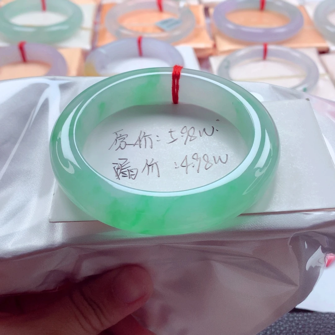 翡翠未镶嵌手镯55.3冰润起胶阳春白雪完美巨漏价A