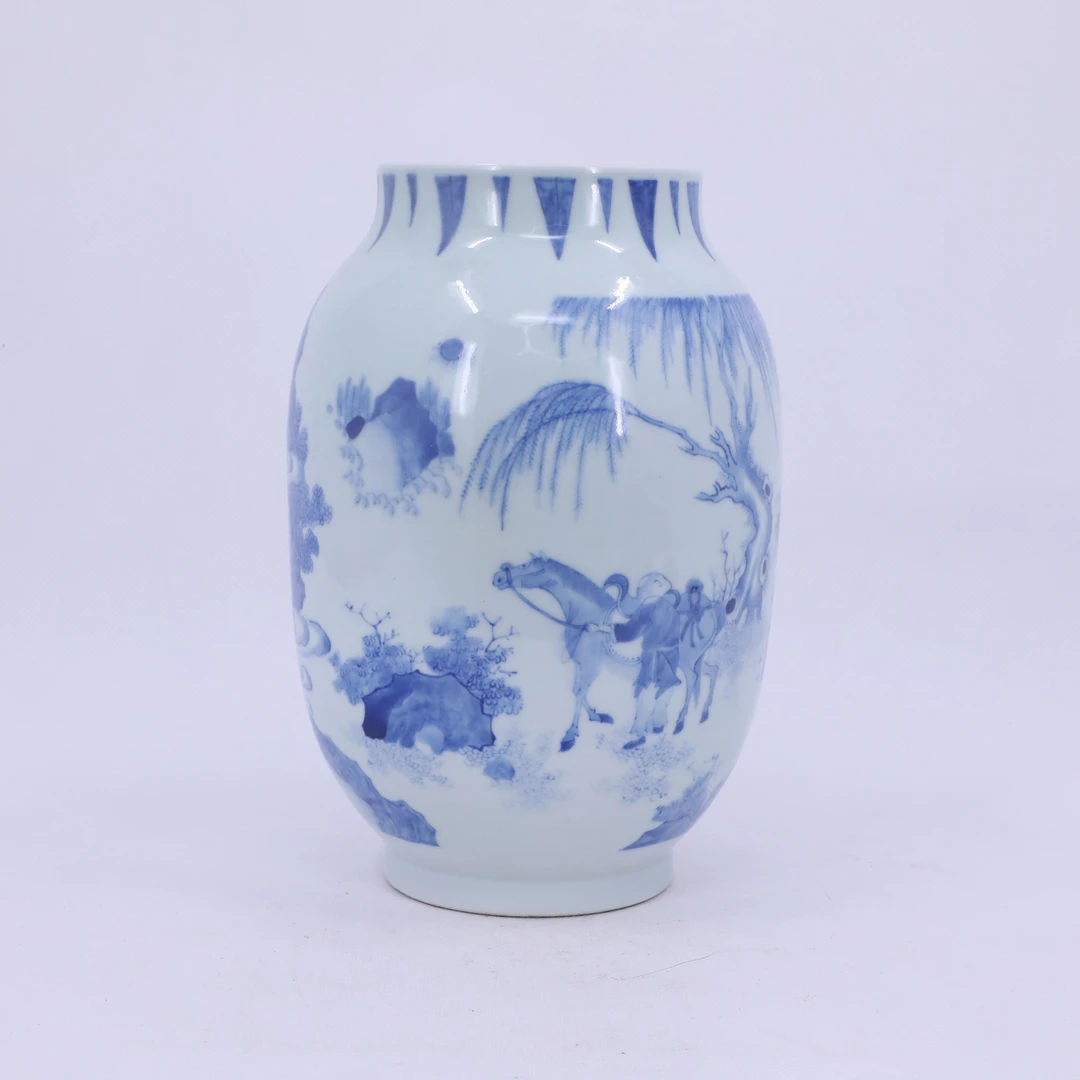 古陶瓷/青花人物莲子罐LOT1640