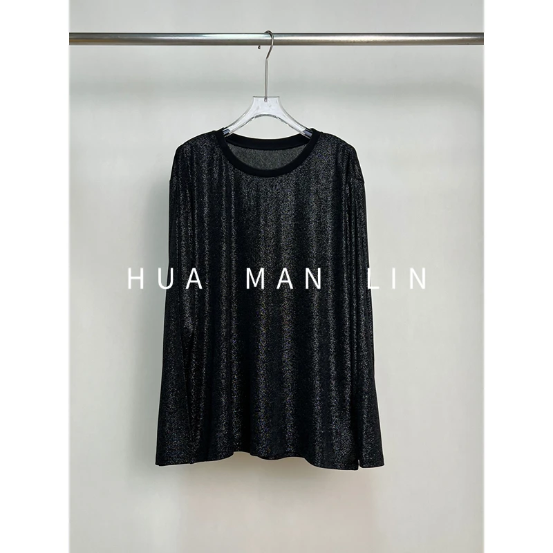 【花滿林】螺纹圆领亮晶晶长袖醋酸上衣251538