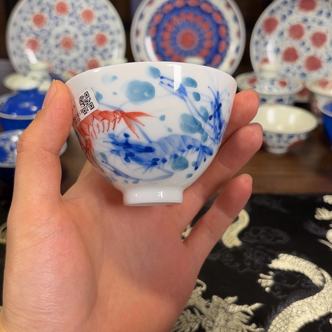 虾趣写意风鸡心杯