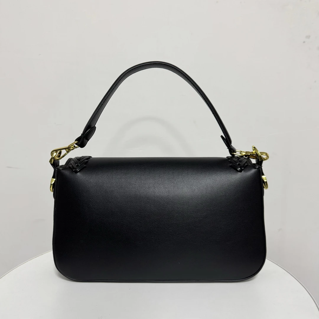 中古款黑色复古编织单肩斜挎包