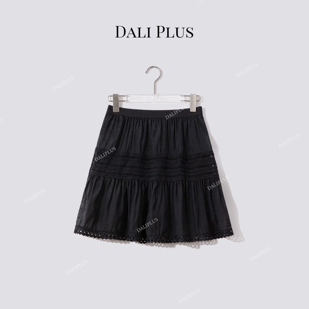 DALI PLUS“芭蕾裙”重磅莱赛尔蕾丝拼接松紧腰半裙-D5MM2197