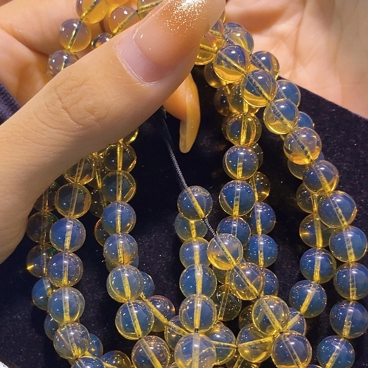 蓝珀未镶嵌珠宝奇石墨西哥蓝珀佛珠7