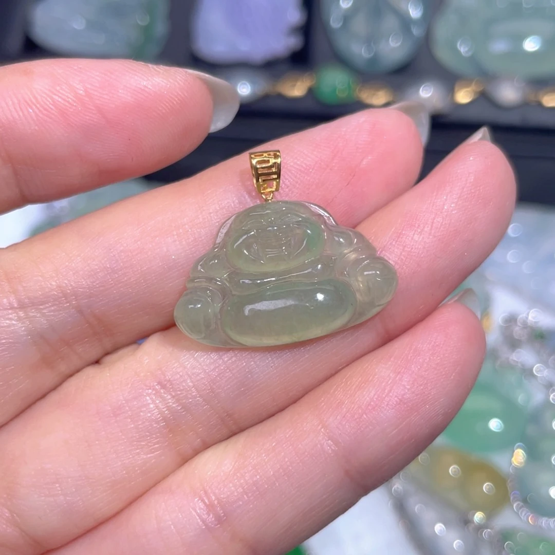 颈饰18K金镶嵌翡翠翡翠