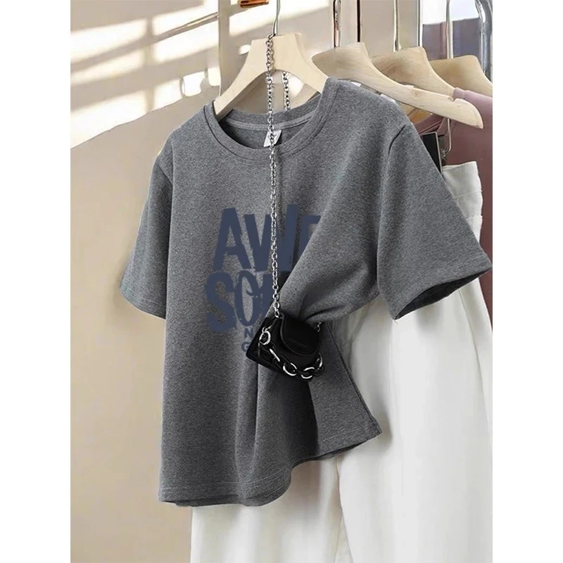 小众设计感加厚磨毛短袖t恤女装2025新款网红爆款独特漂亮小衫