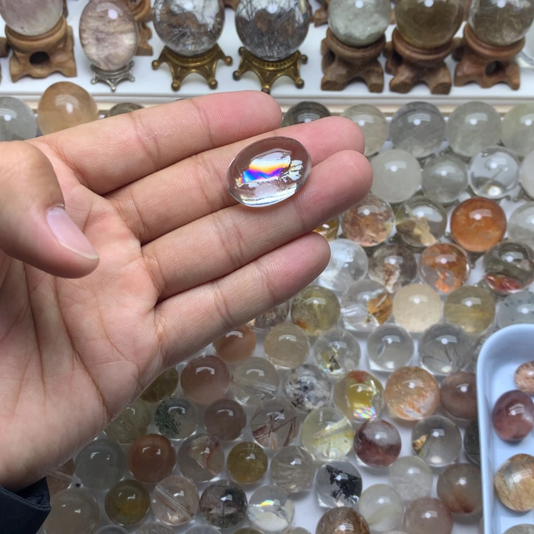 未镶嵌水晶珠宝半成品七彩蛋面