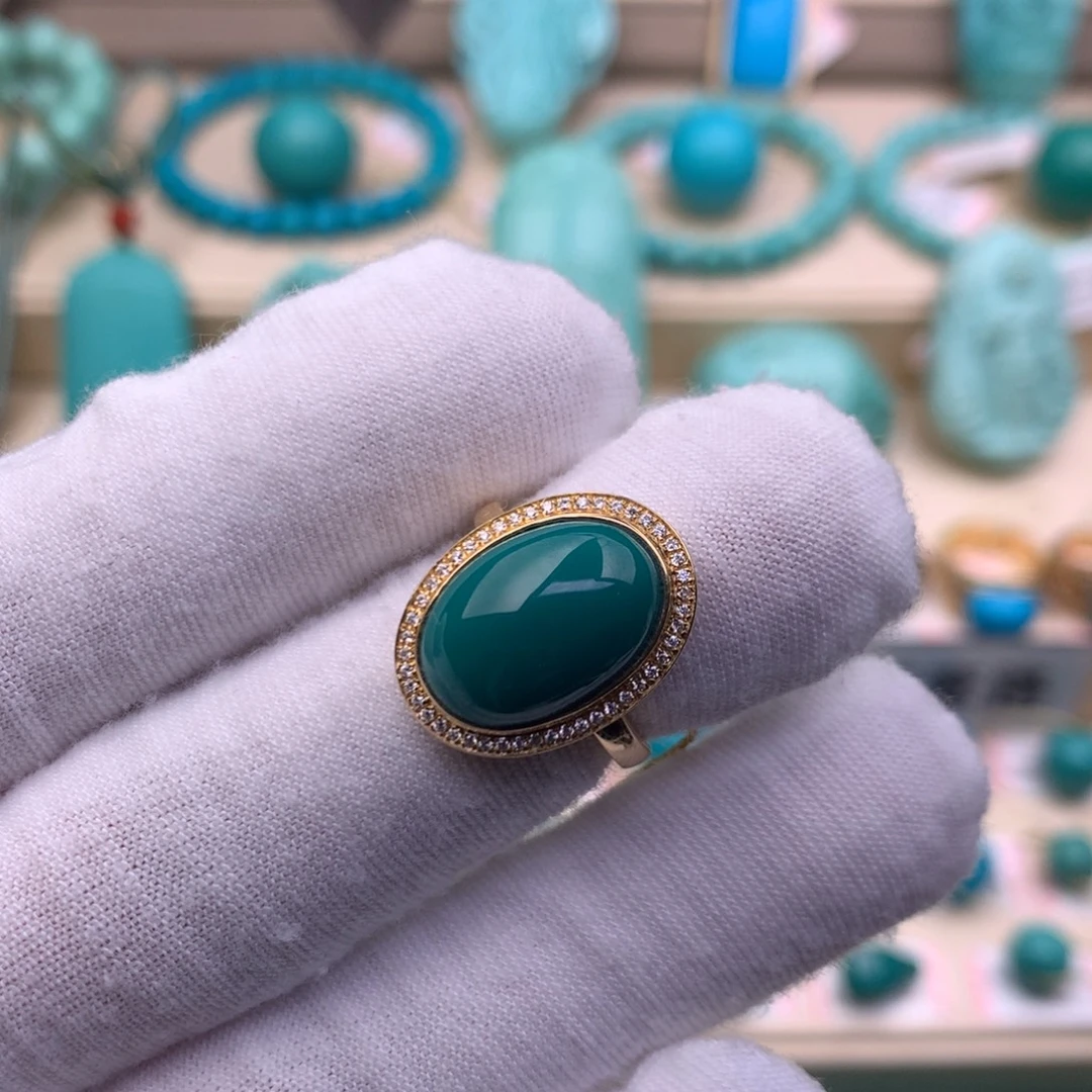 绿松石18K金镶嵌珠宝奇石