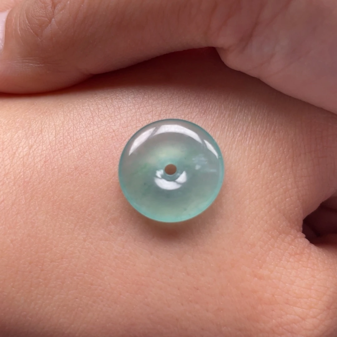 翡翠未镶嵌颈饰冰蓝飘花平安扣卡16