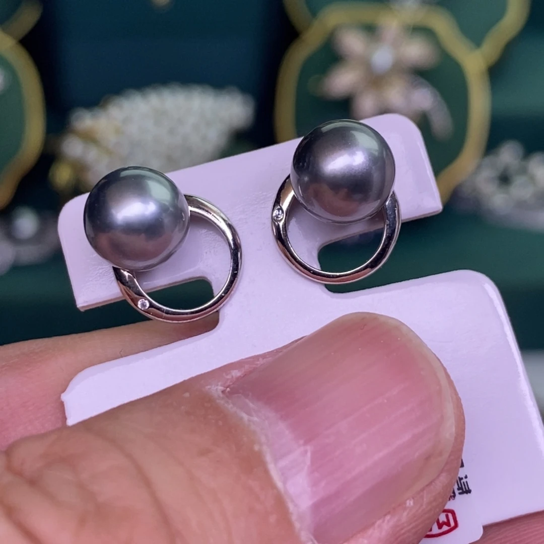 银S925镶嵌耳饰海水珍珠