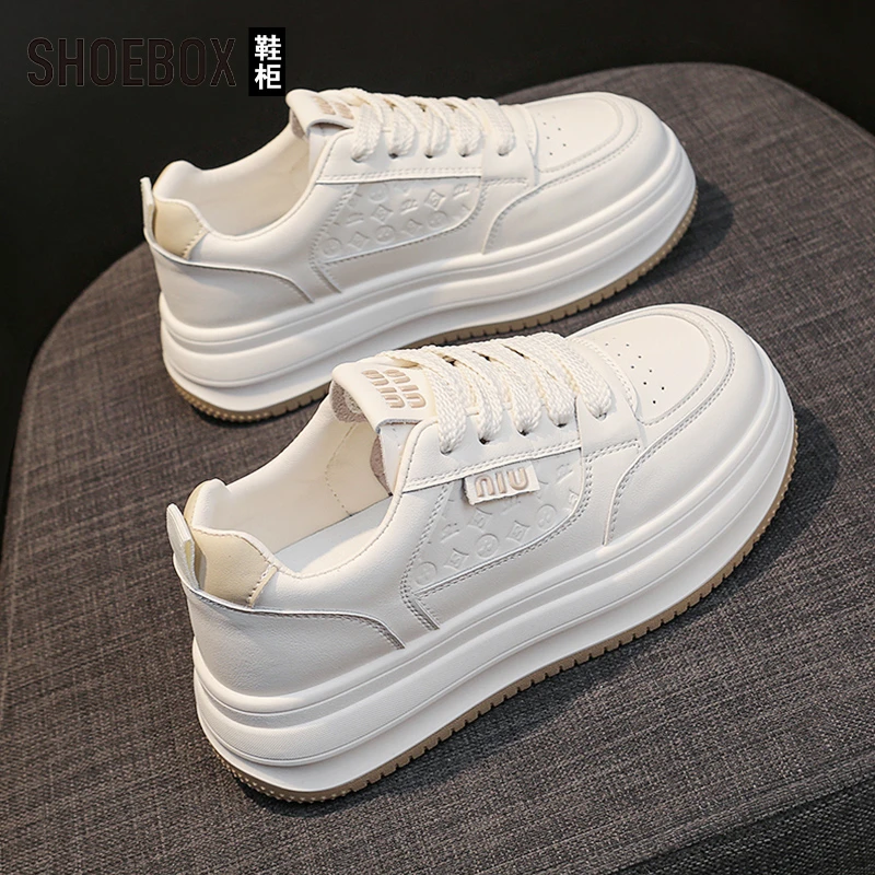 SHOEBOX鞋柜运动鞋女2025秋季新款防滑厚底百搭休闲板鞋小白鞋