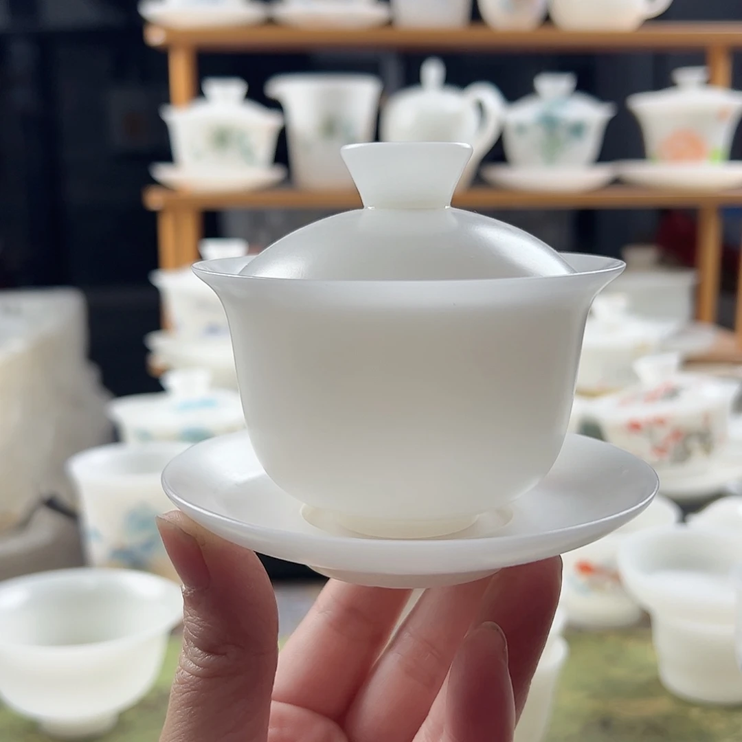 素烧璞玉元宝盖碗满容150ml