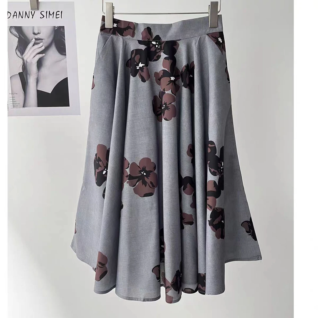 Z-1275【朗】春季新款 高级感高腰印花a字半身裙女