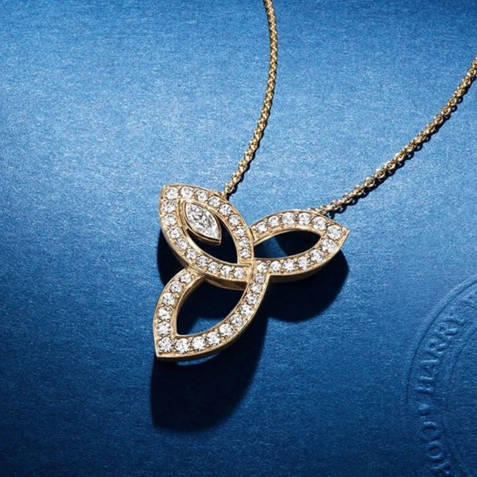 未使用 Harry Winston/海瑞温斯顿 大号黄金满钻lily cluster项链