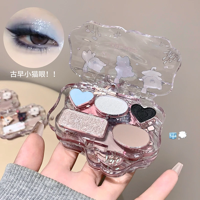 汪偶限定五色眼影盘盘新手百搭便携不易脱色大地色烟熏妆