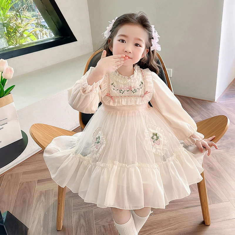 森系女连衣裙公主裙春季洋气宝宝长袖蓬蓬纱童装长袖洋气时尚