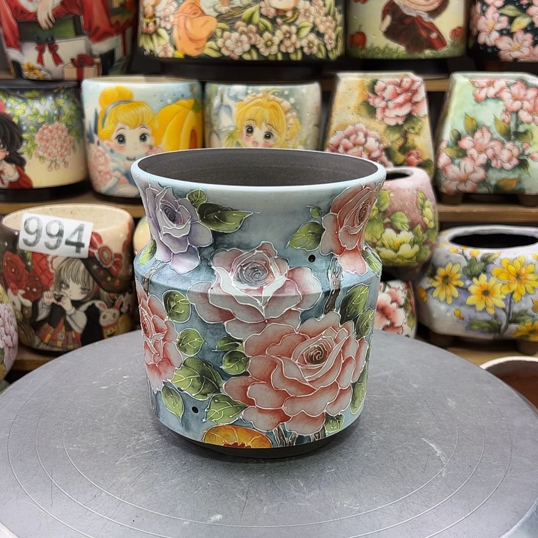 景德镇炫彩手绘口11.5高13.5