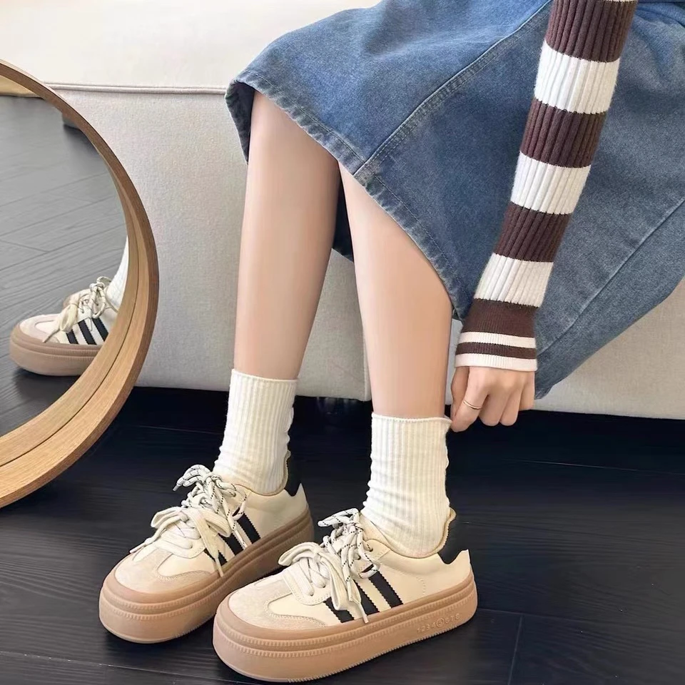 轩轩家【英伦风德训】 松糕厚底复古韩版图头百搭学院风休闲鞋