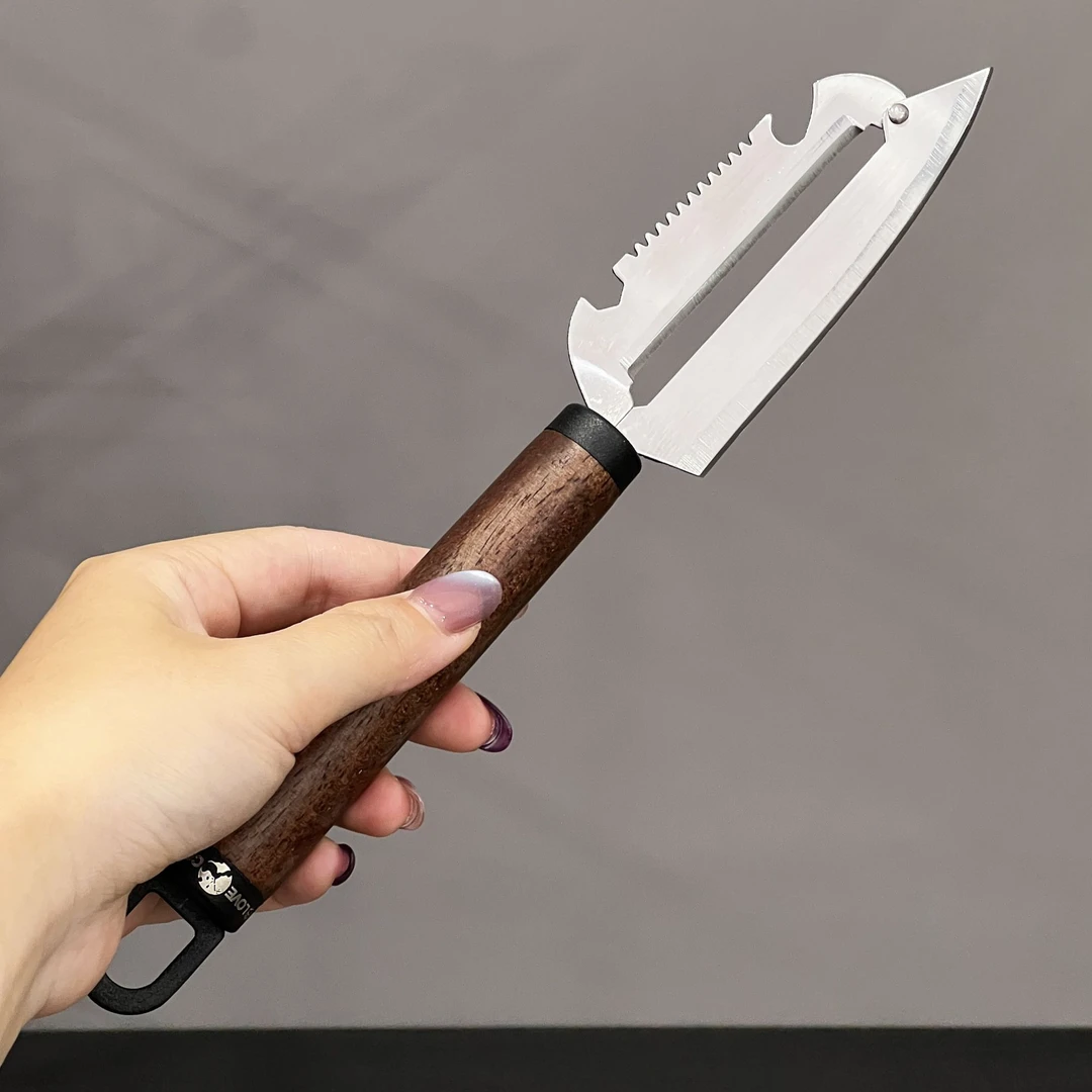 食品级不锈钢削苹果刀实木柄水果削皮刀瓜刨去皮神器多功能家用