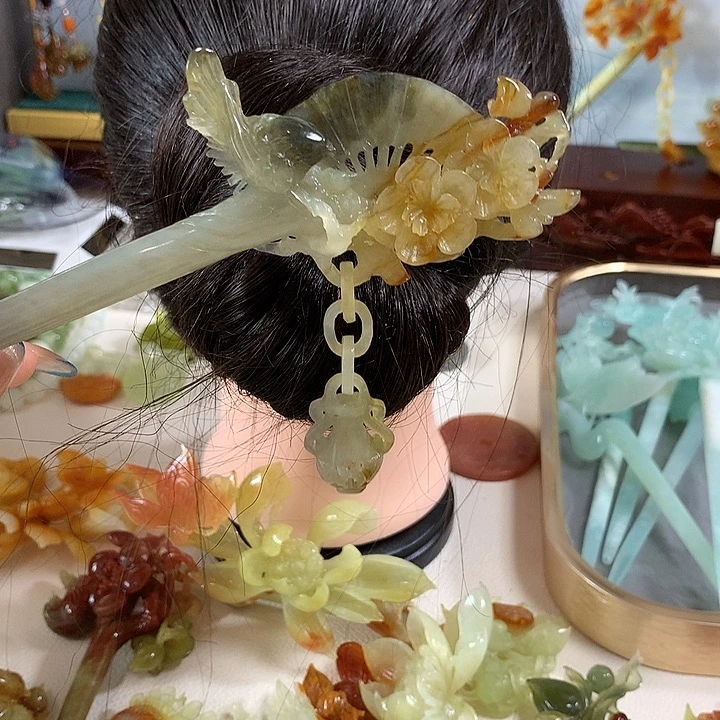 未镶嵌蛇纹石玉发饰