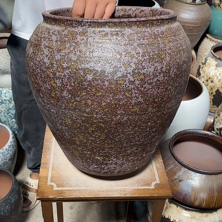 花盆紫砂口27高度32铁锈9888