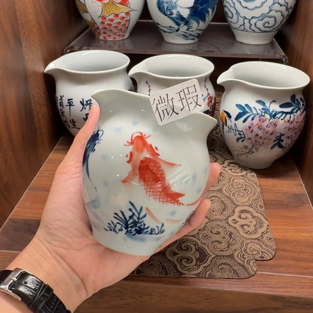 釉下手绘茶具微瑕