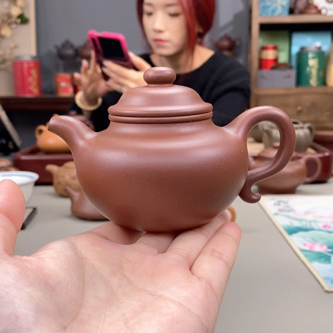 紫砂茶壶黄龙源底槽清莲子半手170cc