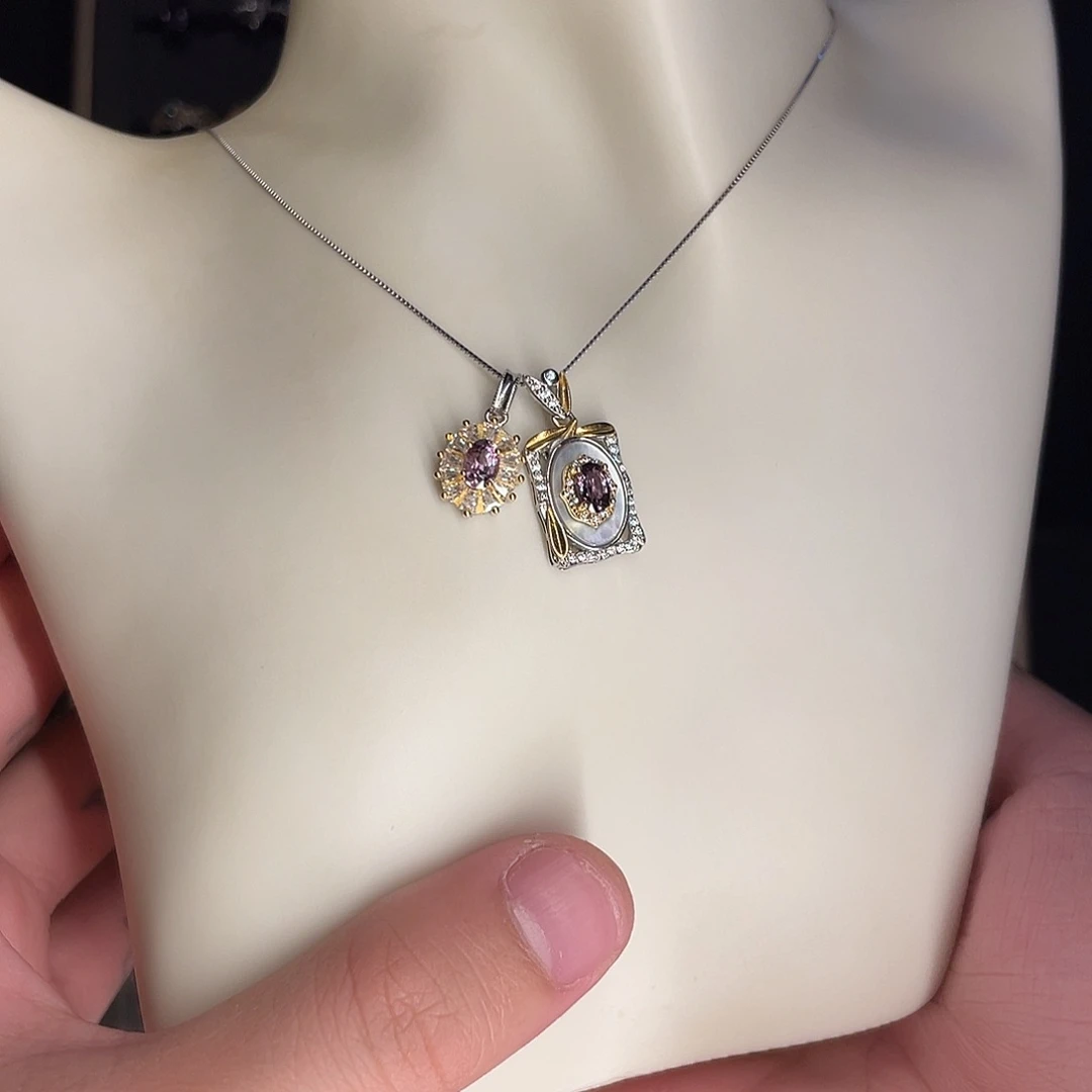 银S925镶嵌项链尖晶石阿*.拍五份