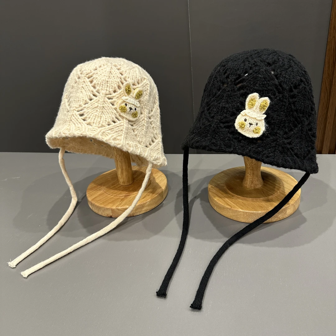 宝宝渔夫帽秋冬季镂空针织水桶帽子男童女孩户外凹造型儿童毛线帽