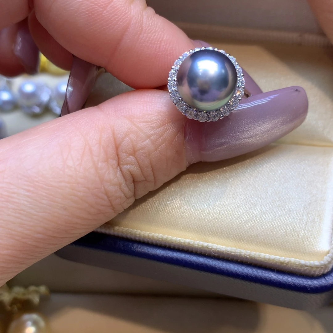 银S925镶嵌戒指海水珍珠