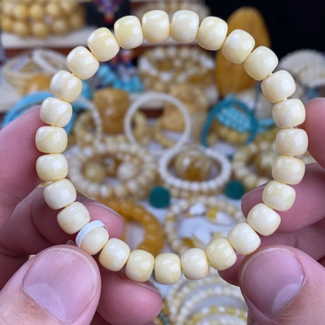 蜜蜡未镶嵌手链瓷白白蜡满白7.9mm