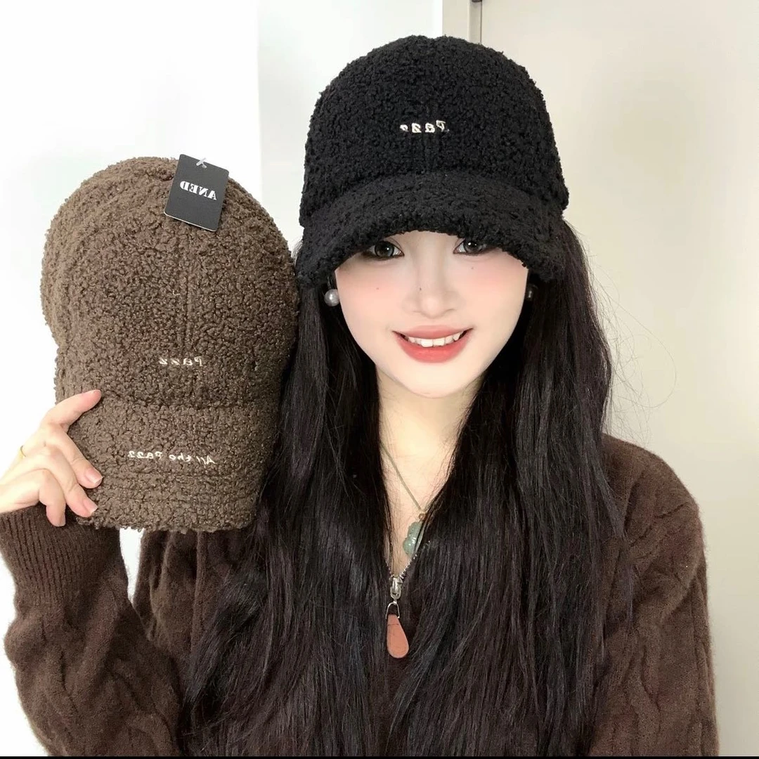 P加大加宽加绒加厚冬季毛绒帽子时尚加厚女保暖帽秋冬棒球帽