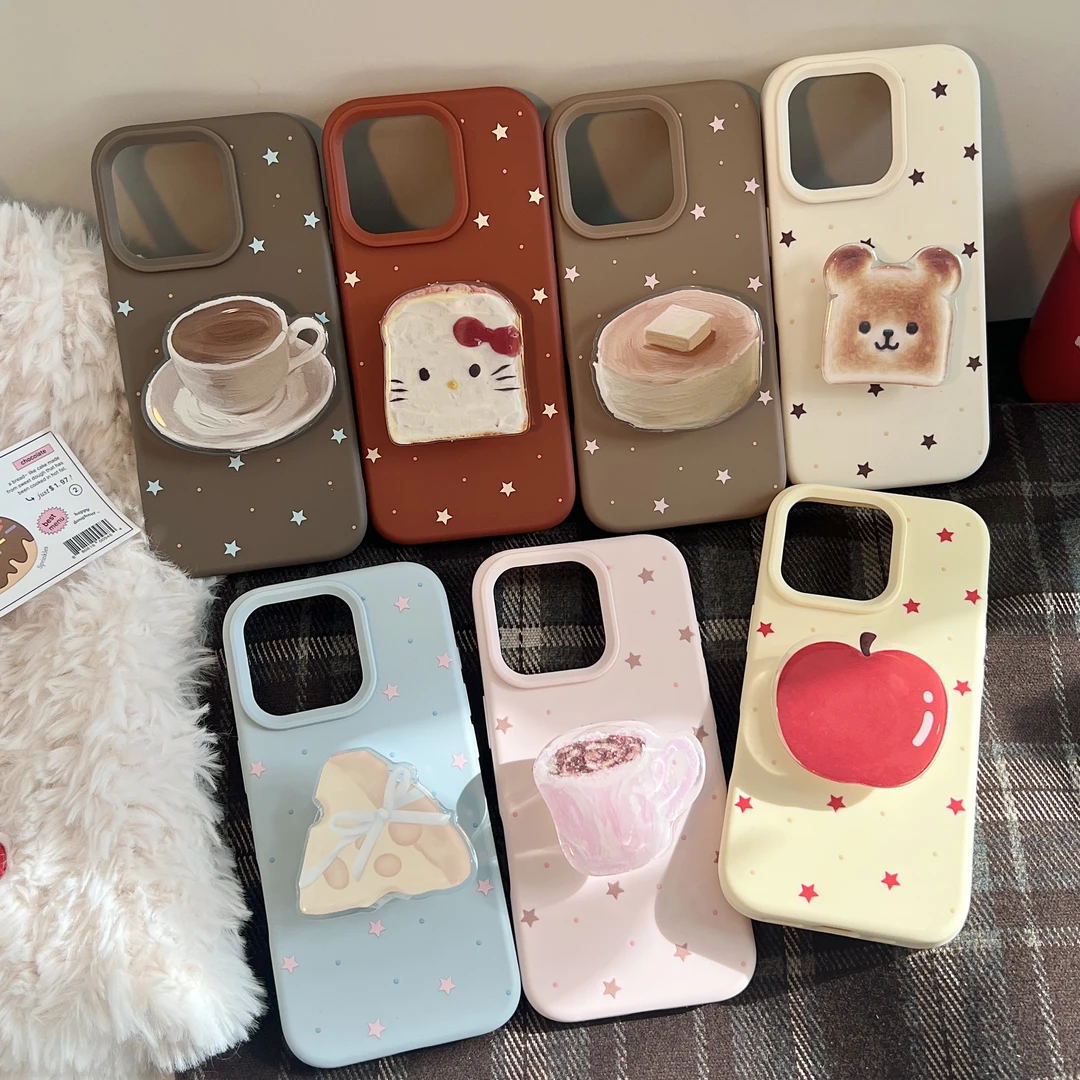 【自带相机保护按键】食物合集支架适用iphone15promax手机壳16软13