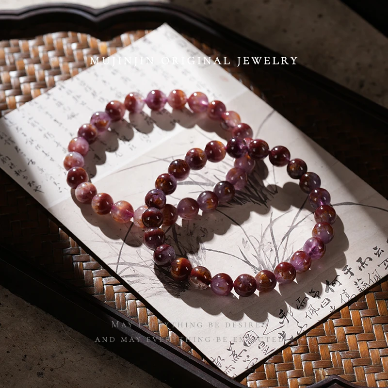 【木槿槿】天然极光23水晶手串女款圆珠约7m手链多样性发一