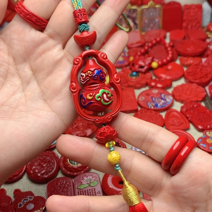 天然辰砂工艺品朱砂车挂