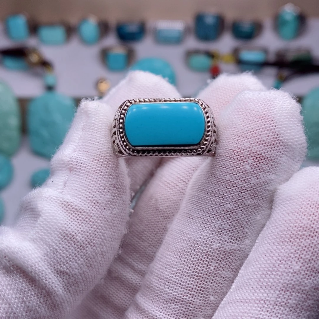 绿松石挂件银S925镶嵌